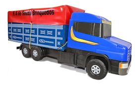 Caminhão Scania Truck Brinquedo Grande Carroceria Madeira 70cm Lona - PA Brinquedos