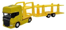 Caminhão Scania V8 R730 Cegonha 1:64 Welly Amarelo