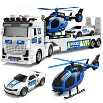 Caminhão Semirreboque Policial 3 em 1 de 25" com Helicóptero e Carro - DWIRCTOYS Caminhão Semirreboque Policial 3 em 1 de 25" com Helicóptero e Carro - DWIRCTOYS
