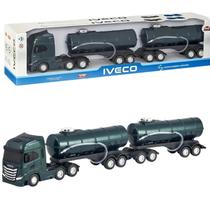 Caminhão Tanque Pipa Grande 69cm Rodotrem Rodas Cromadas Iveco S-Way Brinquedo Infantil - Usual Caminhão Tanque Pipa Grande 69cm Rodotrem Rodas Cromadas Iveco S-Way Brinquedo Infantil - Usual