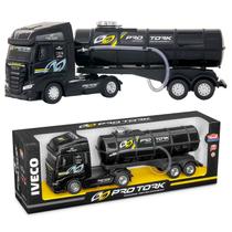 Caminhão Tanque S-way Preto Grande Infantil Escala 1/30 Com Carreta Removível