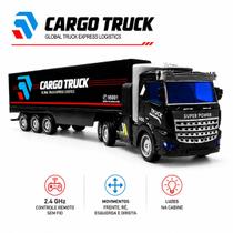 Caminhão Tipo Carreta de Carga, Truck, com Controle Remoto, Design Moderno, Rodas Múltiplas, Estrutura Resistente Caminhão Tipo Carreta de Carga, Truck, com Controle Remoto, Design Moderno, Rodas Múltiplas, Estrutura Resistente