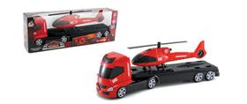 Caminhão Trans Aereo Resgate Com Helicóptero Bombeiros Fire - Orange Toys