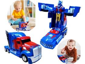 Caminhão Transformers Optimus Prime Pilha Vira Robô Som Luz Lindo para Criança