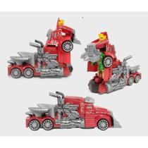 Caminhão Transformers Vira Robô Optimus Vermelho Luz E Som