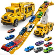 Caminhão Transportador de Brinquedo Garbo Star com Duplo Trilho e 12 Carrinhos Caminhão Transportador de Brinquedo Garbo Star com Duplo Trilho e 12 Carrinhos