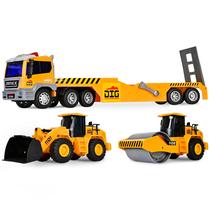 Caminhão Transportador de Construção Deluxe Maxx Action com 2 Veículos Caminhão Transportador de Construção Deluxe Maxx Action com 2 Veículos