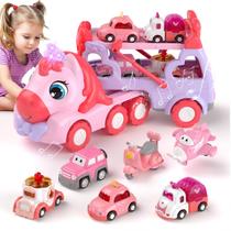 Caminhão transportador Toy Car Newcrave 7 em 1 com Light & Music Girl