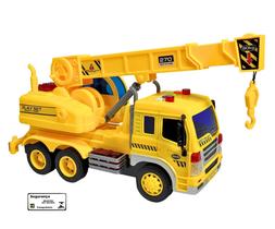 Caminhao Urbano Veiculo de Construcao com Guindaste Som Luzes BBR Toys Friccao Brinquedo Recreativo