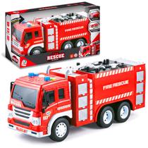Caminhãozinho De Bombeiro City Rescue Brinquedo Interativo Com Luz E Som Fricção