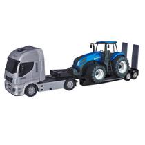Caminhãozinho Iveco Plataforma Com Trator Brinquedo Infantil Menino