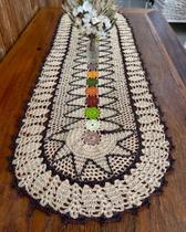 Caminho De Mesa 1,30mx40cm Oval Tons De Inverno Artesanal