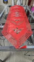 Caminho De Mesa 40X220 Trilho Guipir Bordado Renda Vermelho