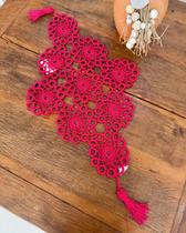 Caminho De Mesa Argola Mini 65x36cm Crochê Artesanal