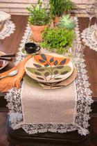 Caminho De Mesa Bege Renda Poli-Linho 40X135Cm Rafimex