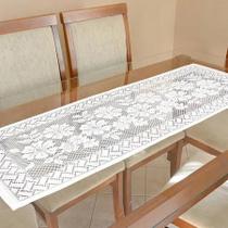 Caminho de Mesa Beija Flor Renda Jacquard 140x50cm Branco
