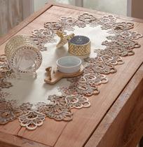 Caminho de Mesa Bordado Veneza Luxo Fendi 40x150cm Jolitex