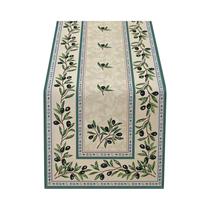 Caminho De Mesa Com Padrão De Ramos De Oliveira Bege Impressão Plana 2D Decoração Clássica Para Casa