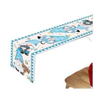 Caminho De Mesa De Natal Azul Com Boneco De Neve, Decoração De Inverno Para Mesa De Jantar Caminho De Mesa De Natal Azul Com Boneco De Neve, Decoração De Inverno Para Mesa De Jantar