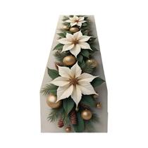 Caminho De Mesa De Natal Com Ornamentos De Hera Branca, Pinhas E Agulhas Para Festas Internas E