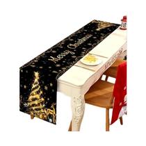Caminho De Mesa De Natal Luxuoso Com Estampa De Árvore Dourada E Cervo, Decoração Festiva Para
