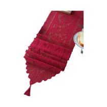 Caminho De Mesa De Renda Vermelha 13x59 Polegadas Para Decoração De Casamento, Banquete E Festa De Caminho De Mesa De Renda Vermelha 13x59 Polegadas Para Decoração De Casamento, Banquete E Festa De