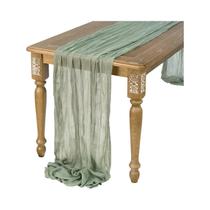 Caminho De Mesa Em Gaze Semi-Transparente Sage Vintage Para Decoração De Casamentos, Festas E