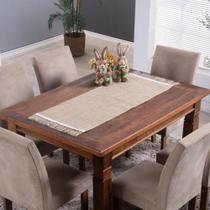 Caminho de Mesa Fibra Natural Detalhe em Franja 1 Pç 1.30m x 46cm 75% Juta / 25% Malva Bege