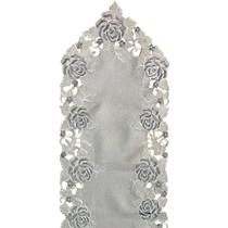 Caminho De Mesa Floral Rendado Chicago Floral Com Brilho 40x180cm Jolitex Cor Cinza Caminho De Mesa Floral Rendado Chicago Floral Com Brilho 40x180cm Jolitex Cor Cinza