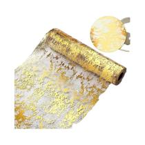 Caminho De Mesa Metálico Dourado E Prateado Com Glitter Fino Em Rolo De Malha Para Decoração De