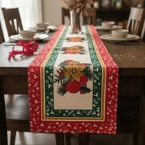Caminho de mesa natal 1,40m linho decoração natal