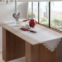 Caminho de Mesa Rendado Texas Branco Luxo 40x90cm Jolitex