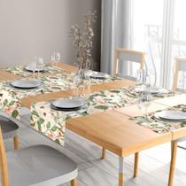 Caminho de Mesa Repelente a Água Floral Bege kit c/2- Adomes