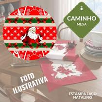 Caminho de Mesa Retangular Colonial 1,40m x 40cm Laço Natalino