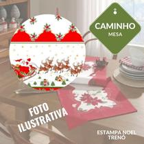 Caminho de Mesa Retangular Colonial 1,40m x 40cm Noel trenó