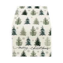 Caminho De Mesa Retangular Com Design De Árvores De Natal Vermelhas E Flocos De Neve, Decoração Caminho De Mesa Retangular Com Design De Árvores De Natal Vermelhas E Flocos De Neve, Decoração