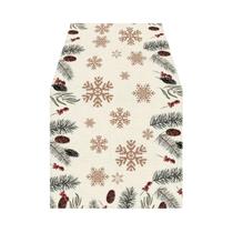 Caminho De Mesa Rústico Marrom E Verde Com Flocos De Neve E Pinhas Para Decoração De Festas De Natal Caminho De Mesa Rústico Marrom E Verde Com Flocos De Neve E Pinhas Para Decoração De Festas De Natal