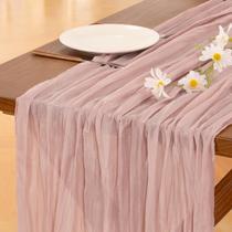 Caminho de Mesa Socomi 89x305cm em Tecido Musselina Rosa Pó Estilo Rústico Caminho de Mesa Socomi 89x305cm em Tecido Musselina Rosa Pó Estilo Rústico