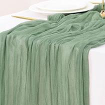 Caminho de Mesa Socomi Verde Sálvia em Pano de Musselina 89x305 cm Caminho de Mesa Socomi Verde Sálvia em Pano de Musselina 89x305 cm