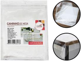 Caminho De Mesa Toalha Retangular 130x50cm Plástica Transparente Impermeável P/ Jantares Festas Eventos