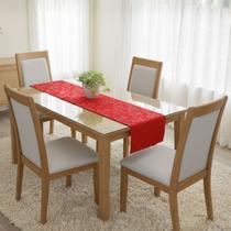 Caminho de Mesa Trilho 1,20m Jacar Liso Passadeira Cozinha COR:VERMELHO