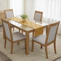 Caminho de Mesa Trilho 2,50m Jacar Liso Passadeira Cozinha COR:DOURADO