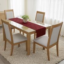 Caminho de Mesa Trilho 3,00m Jacar Liso Passadeira Cozinha COR:MARSALA