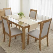 Caminho de Mesa Trilho 3,50m Jacar Liso Passadeira Cozinha COR:PALHA