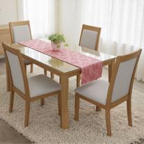 Caminho de Mesa Trilho 4,00m Jacar Liso Passadeira Cozinha COR:ROSE