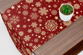 Caminho De Mesa Trilho Flocos de Neve Vermelho