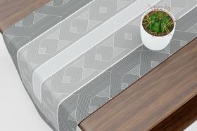 Caminho De Mesa Trilho Geométrico Linhas Cinza e Branco Caminho De Mesa Trilho Geométrico Linhas Cinza e Branco