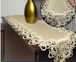 Caminho De Mesa Trilho Guipir 40x120 Barrado Renda Luxo