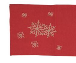 Caminho de mesa vermelho c/ flocos de neve - 35 x 175cm Caminho de mesa vermelho c/ flocos de neve - 35 x 175cm