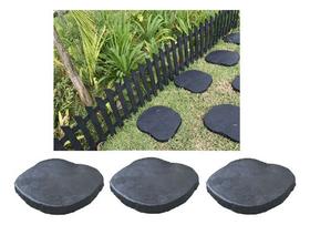 Caminho Ecológico Jardim Pisante Preto Plástico Kit 8 Preto Caminho Ecológico Jardim Pisante Preto Plástico Kit 8 Preto